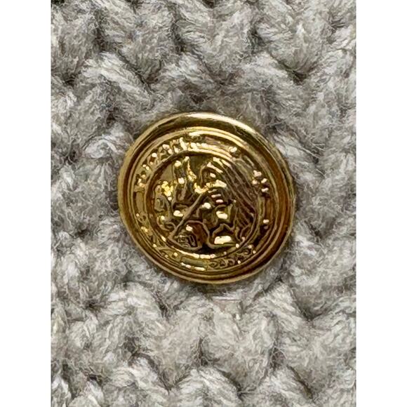 Kerri & Kelsey Sweater Vintage Boucle Cardigan Taupe Beige Crest Buttons Size L - Picture 4 of 6